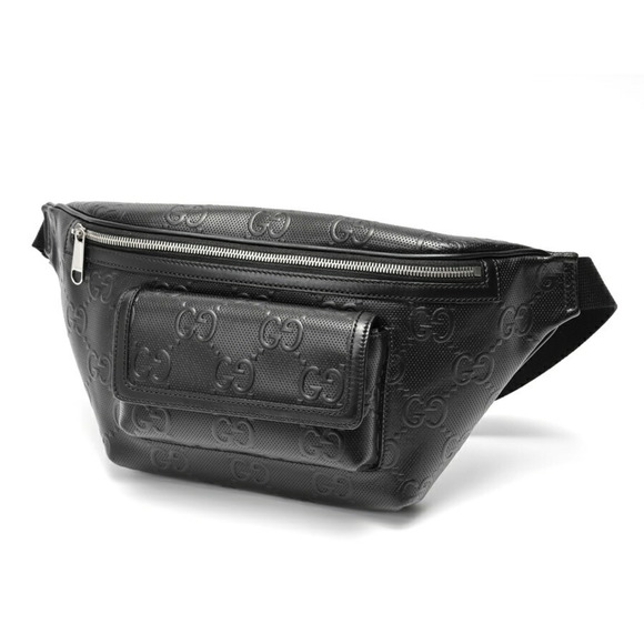 Gucci GG Embossed Belt Bag Body 645093 Leather Black E-159055 - Picture 1 of 6